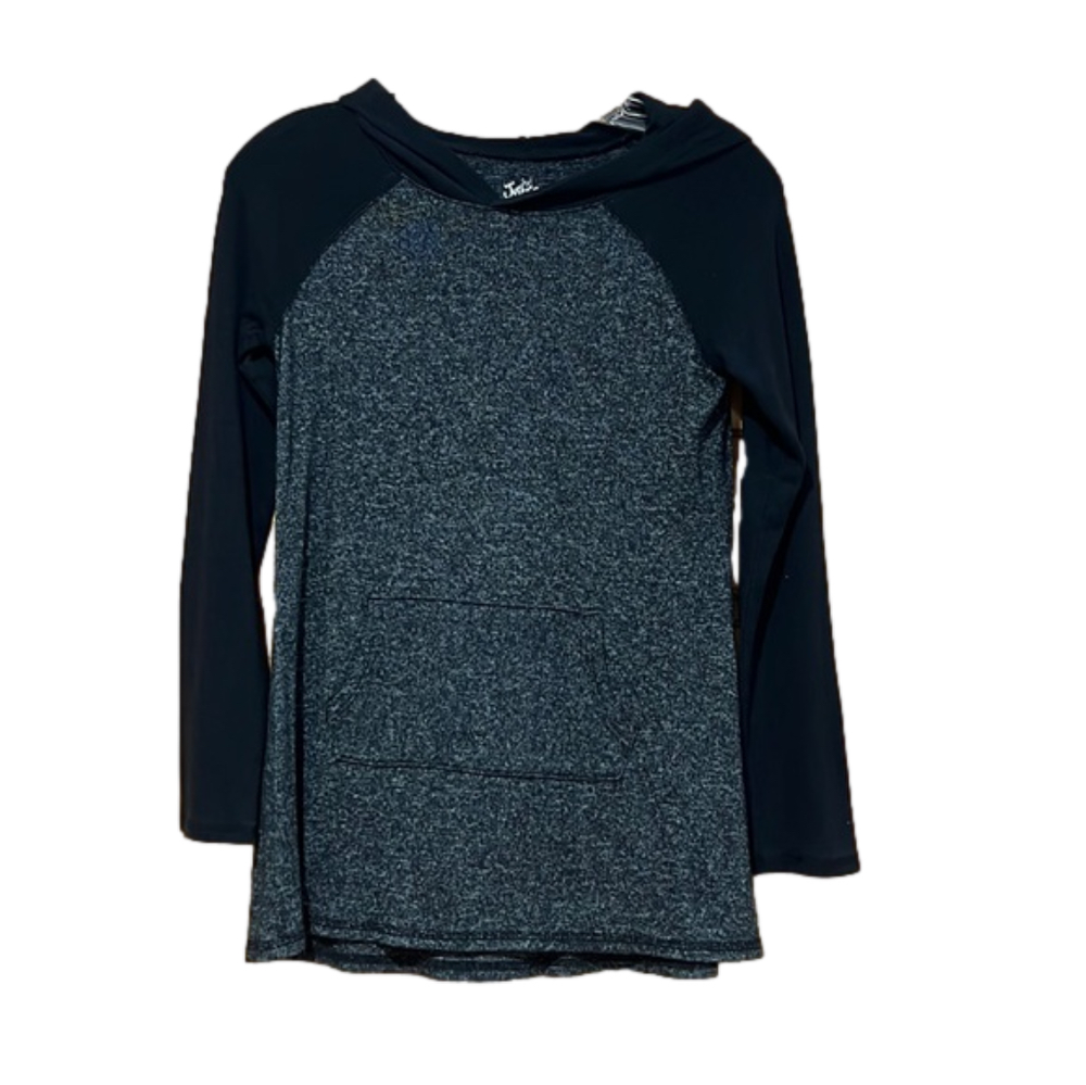 Justice Girls Size 12 Hooded Long Sleeve Tee Gray Black